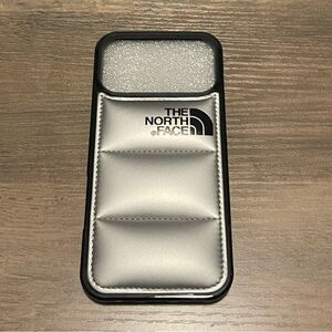 The North Face Silver Quilted Puffer Slide Phone Case